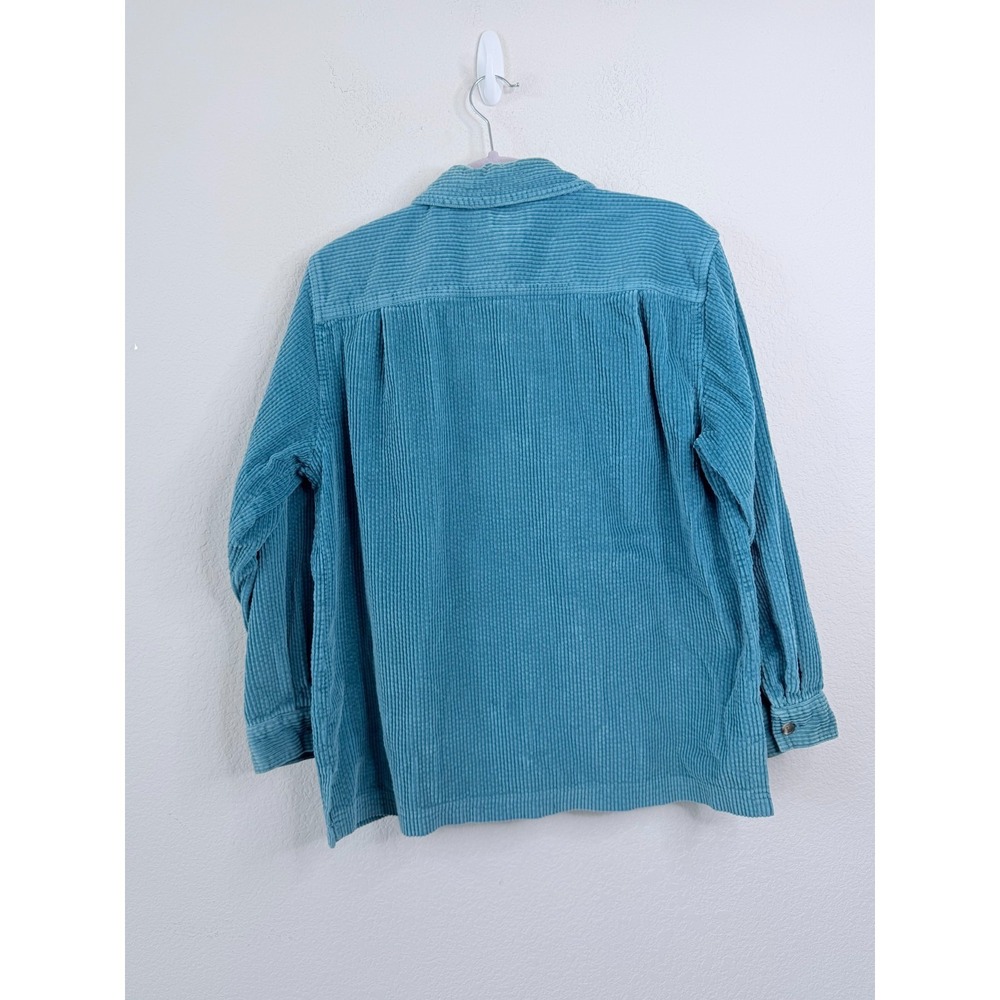 L.L.Bean Corduroy Shirt Women's M Teal Blue Button Front Cotton Outdoor Vintage - Picture 5 of 5